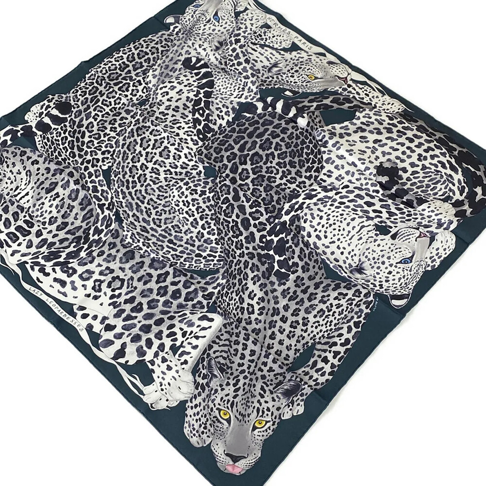 Hermes Carre 90 Black Gray White Scarf #323974H10B
